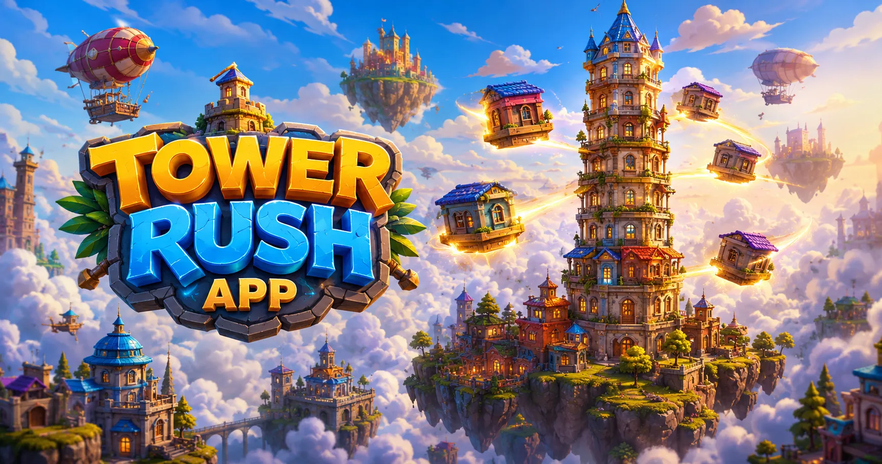 Tower Rush App floating fantasy tower